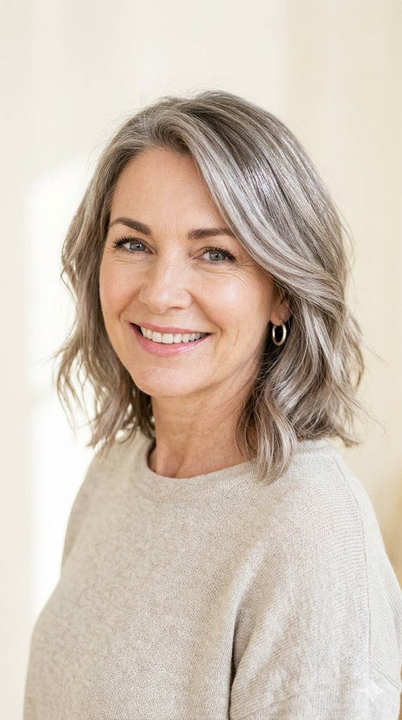 16 Gray Blending Hair Highlights in Ash Blonde for Women That Create Cool, Dimensional Silver